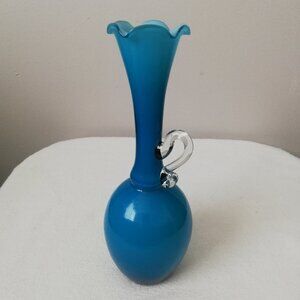 Vintage Blue Opaline Glass Bud Vase